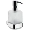 Image de EMCO distributeur de savon mural loft, distributeur de savon mural élégant et compact en aluminium et verre cristal, distributeur à pompe de haute qualité, chromé et satiné