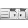 Image de BLANCO LANTOS 8 S-IF Compact   Évier Double pour Meubles Bas de 80 cm de Large   Avec Fond Plat IF et Égouttoir Réduit   Finition Inox Brossé   519713