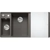 Image de BLANCO AXIA III 6 S-F SILGRANIT Gris volcanique | Type de montage : bac principal à gauche | avec planche à découper en verre | Meuble bas de 60 cm | Grand bac | Surface facile à nettoyer