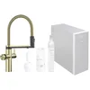 Image de BLANCO CHOICE Icona Robinet de cuisine en acier inoxydable satiné doré | Robinet multifonction tout-en-un | Eau froide en silence, moyenne, chaude pétillante et bouillante | Avec application pour