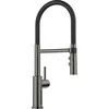 Image de BLANCO CATRIS-S Flexo Robinet de cuisine, en acier satiné foncé, haute pression, avec tuyau extractible, passage du jet clair au jet de douche, qualité de l'eau garantie et économie d'eau