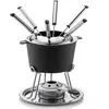 Image de kela Set à Fondue à la Viande 11pcs, Fondue en Fonte pour 6 Personnes COMORE, Set à Fondue avec Support de pâte à brûler, fourchettes, Support de fourchettes