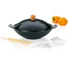 Image de kela 77943 set wok 5 pièces, fonte, diamètre 36 cm, contenance 4,5 litres,  Set wok Asia’, Noir