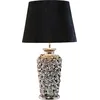Image de Kare Lampe de table design rose argenté/noir - Pied en céramique avec pétales de rose - Lampe décorative - Lampe de bureau - Ampoule non incluse - 59 x 34 x 34 cm (H x l x P)