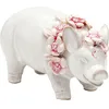 Image de Kare Design Figurine décorative Hawaï Pig Blanc/Rose, 11 cm de Hauteur, Objet de décoration, Cadeau, Figurine d'animal, Cochon avec chaîne de Fleurs, Salon