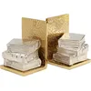 Image de Kare Lot de 2 Serre-Livres d'angle - Doré/argenté - Objet de décoration - Accessoire - Motif Livre - Cadre en Aluminium - Décoration de Chambre, Salon, Bureau à Domicile - Fait Main - 23 x 15 x 12 cm