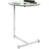 Image de Kare Design Table d'Appoint Easy Living, Argenté/Transparent, Rond, Acier, Verre, Roulettes, Diamètre 46cm, Table de Salon, Meuble, Deco Intérieur, Décoration Chambre, Maison