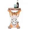 Image de Kare Table d'appoint design Animal Tiger, Ø 35 cm, petite table basse ronde, aspect bois, figurine animale comme table de salon originale (H x l x P) 53 x 37 x 35 cm