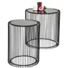 Image de Kare Design Tables d'Appoint Wire, Noir, Rond, Acier, Verre, Diamètre 39 / 27 cm,Table Basse Salon Lot de 2, Table de Salon, Meuble, Deco Intérieur, Decoration Chambre, Maison