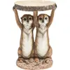 Image de Kare Design Table d'Appoint Animal Suricate Sisters, Marron, Rond, Diamètre 33 cm, Table de Salon, Meuble, Cadeau, Deco Intérieur, Décoration Chambre, Maison