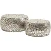 Image de Kare Design Table basse Pebbles Deluxe, Lot de 2, Argent, 30x66x66 Cm, Petit meuble table de salon accessoire déco, Table de salon ronde, Loft Design, Plateau en verre, Acier, Look glamour, Salon
