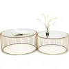 Image de Kare Design Tables Basses Wire, Lot de 2, Laiton/Miroir, Rond, Acier, Plateau de Table en Verre, Diamètre 70/60cm, Style Moderne, Élégante, Table Basse Salon, Deco Intérieur, Décoration Chambre