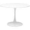 Image de Kare Design Table Schickeria, blanc, bois MDF, pied en acier, minimaliste, table a manger, table ronde pour 4 personnes, salle à manger, salon, bureau, Ø110