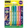Image de UHU Glitter Glue - Glow In The Dark - Brille Dans Le Noir - Colle Pailletée Fluorescente Loisirs Créatifs - Adaptée Enfants, Scrapbooking Et Décoration - Lavable À L'Eau - Multicolore - 6 Tubes 10 ml