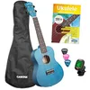 Image de Ukulélé de concert bleu tilleul (avec étui, 3 médiators, livre, accordeur)