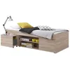Image de FMD 810-001_ei Carlo 1 Lit avec Porte + Deux Compartiments Ouverts + Table de Chevet Bois Chêne 95,5 x 203,5 x 58,5 cm