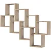 Image de FMD furniture Etagère Murale Décor Chêne et Blanc 120.8 x 94.5 x 15.7 cm Bibliothèque Murale Solide avec 11 Compartiments 2006-003E