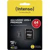 Image de Carte microSDXC Intenso Premium 64 GB Class 10, UHS-I avec adaptateur SD