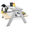 Image de Pinolino Ensemble de Table et bancs 'Nicki pour 4', Gris; Massif: Bois de conifères, lasure Grise et Claire, 2 bancs avec 1 Table, pour Enfants à partir de 2 Ans