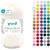 Image de Gründl Laine Cotton Quick uni - laine fine pour crocheter - fil à tricoter   fil à crocheter   brillant et doux pour la peau   100% coton   1 pelote 50 g / 125 m   taille d’aiguille 3-4 - écru