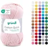 Image de Gründl Laine Cotton Quick uni - laine fine pour crocheter - fil à tricoter   fil à crocheter   brillant et doux pour la peau   100% coton   1 pelote 50 g / 125 m   taille d’aiguille 3-4 - nu