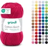 Image de Gründl Laine Cotton Quick uni - laine fine pour crocheter - fil à tricoter   fil à crocheter   brillant et doux pour la peau   100% coton   1 pelote 50 g / 125 m   taille d’aiguille 3-4 - rouge vin