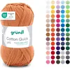 Image de Gründl Laine Cotton Quick uni - laine fine pour crocheter - fil à tricoter   fil à crocheter   brillant et doux pour la peau   100% coton   1 pelote 50 g / 125 m   taille d’aiguille 3-4 - curry