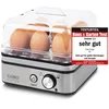 Image de CASO E 9 - Cuisinier d'oeufs design, cuiseur d'oeufs électronique pour jusqu'à 8 oeufs, support d'oeufs amovible, signal acoustique, sans BPA, avec verre doseur et pic à oeufs et deux coquilles à pocher