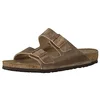 Image de Birkenstock Femme Arizona Cuir Gras Large Sandales Bout ouvert, Marron, 43 EU