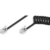 Image de Goobay 68002 Combiné téléphonique Câble spiralé, câble plat avec prise RJ10 (4P4C) vers prise RJ10 (4P4C) ; noir; 4 mètres