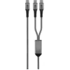 Image de goobay 75739 Câble de charge USB C, 1,5 m, avec ramification en Y, Power Delivery 60 W, pour ordinateur portable, tablette, smartphone, noir/gris, flexible, pour le quotidien et les voyages