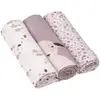 Image de LÄSSIG Baby Couverture de puériculture Couverture de puériculture Jeu de 3 coton 80 x 80 cm/Swaddle & Burp Blanket L Tiny Farmer Flowers