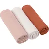 Image de LÄSSIG Bébé Couverture de puériculture Drap de puériculture Lot de 3 en coton 85 x 85 cm/Swaddle & Burp Blanket L pink/milky/rust