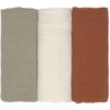 Image de Lange mousseline M Uni Olive/Blanc Sé/Rouille,