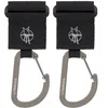 Image de Lässig Fixation pour poussette (2 pcs.) fermeture autoagrippante Crochet Mousqueton Crochets pour poussette Crochets pour faire les courses Métal/Stroller Hooks with Carabiner black