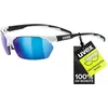 Image de Uvex Sportstyle 114 - Lunettes Extérieures pour Hommes et Femmes - Effet Miroir - Verres Interchangeables Dans les Catégories de Filtres 0, 1 et 3 Compris - White Black Matt/Blue - One Size