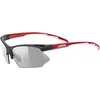 Image de uvex Sportstyle 802 V - Lunettes de Sport pour Hommes et Femmes - à Teinte Variable - Anti-Buée - Black Red/Smoke - One Size