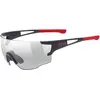 Image de uvex Sportstyle 804 V - Lunettes de Sport pour Hommes et Femmes - à Teinte Variable - Anti-Buée - Black Matt Red/Smoke - One Size