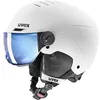 Image de uvex Rocket Jr Visor - Casque de Ski pour Enfants - avec Visière - Réglage de la Taille Individuel - White - Black Matt - 51-55 cm