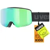 Image de uvex pwdr FM, lunettes de ski, Enfant unisexe, black matt/green-clear, one size