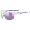 Image de uvex axos set - lunettes de sport pour adults - protection à 100% contre les UVA, UVB et UVC - confort et maintien parfait sans points de pression - white matt/mir.purple - one size