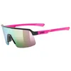 Image de Uvex dyrt jr.   lunettes de sport légères et stylées avec écran miroir, plaquettes de nez souples et branches soft pour enfants   noir-rose mat/miroir rose   taille unique
