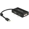 Image de Delock 62631 DisplayPort / VGA / HDMI / DVI Adaptateur [1x Mini port Display mâle - 1x VGA femelle, HDMI femelle, DVI femelle 24+1 pôles] noir avec noyau en