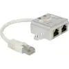 Image de Delock RJ45 réseau informatique Adaptateur CAT 5 [1x RJ45 mâle - 2x RJ45 femelle] 15.00 cm blanc