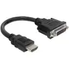 Image de Delock 65327 HDMI / DVI Adaptateur [1x HDMI mâle - 1x DVI femelle 24+5 pôles] noir 0.20 m