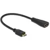 Image de Câble de raccordement Delock HDMI Fiche mâle HDMI-Mini-C, Prise femelle HDMI-A 0.23 m noir 65650 contacts dorés Câble HDMI