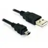 Image de Delock Câble USB USB 2.0 USB-A mâle, USB-Mini-B mâle 1.50 m noir 82252