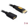 Image de Rallonge Delock HDMI Fiche mâle HDMI-A, Prise femelle HDMI-A 3.00 m noir 83081 4K UHD, contacts dorés Câble HDMI