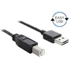 Image de Delock Câble USB USB 2.0 USB-A mâle, USB-B mâle 3.00 m noir connecteur utilisable des deux cotés, contacts dorés, certifié UL 83360