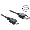 Image de Delock Câble USB USB 2.0 USB-A mâle, USB-Mini-B mâle 3.00 m noir connecteur utilisable des deux cotés, contacts dorés, certifié UL 83364
